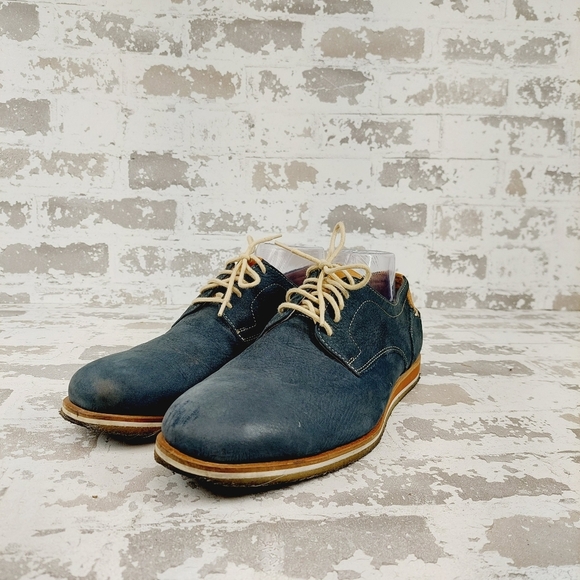 Johnston & Murphy Ashby Plain Toe Navy Tumbled Nubuck Lace Up Oxfords W314 - Picture 2 of 11